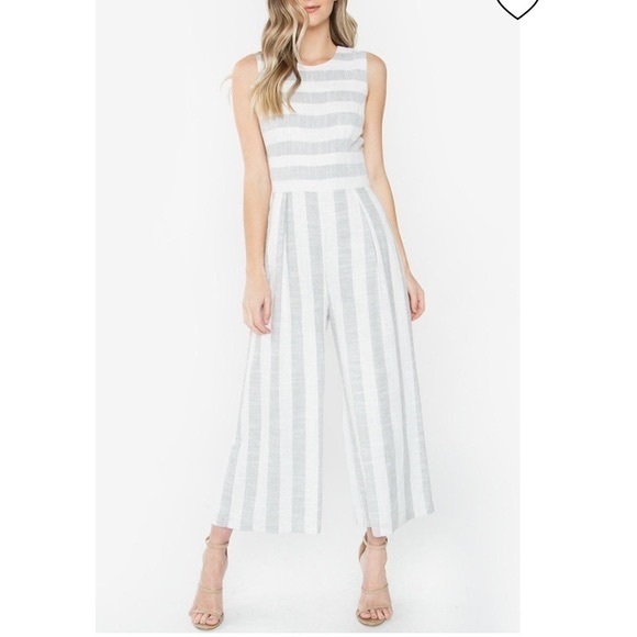 Sugarlips Pants - Sugar Lips Linen Striped Romper Jumpsuit